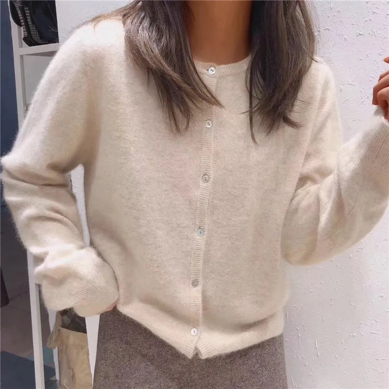 Comfortable Knitted Cardigan with Buttons - Isla-Apricot-One size-The Livary