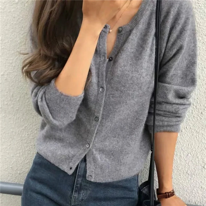 Comfortable Knitted Cardigan with Buttons - Isla-Grey-One size-The Livary