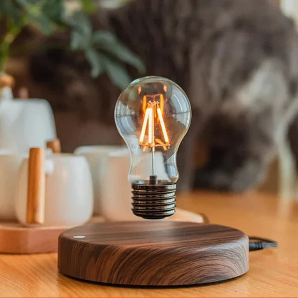 Levitating Light Bulb with Walnut Wood Base - LevitaLux-Circle-The Livary