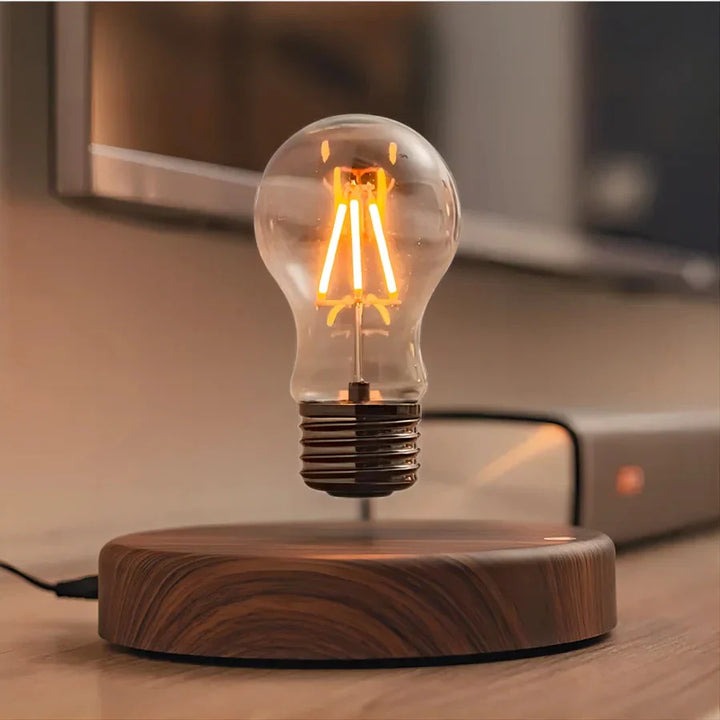 Levitating Light Bulb with Walnut Wood Base - LevitaLux-Circle-The Livary