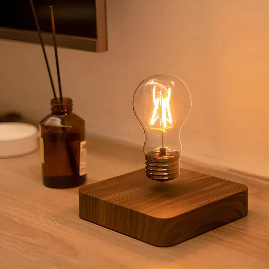Levitating Light Bulb with Walnut Wood Base - LevitaLux-Square-The Livary