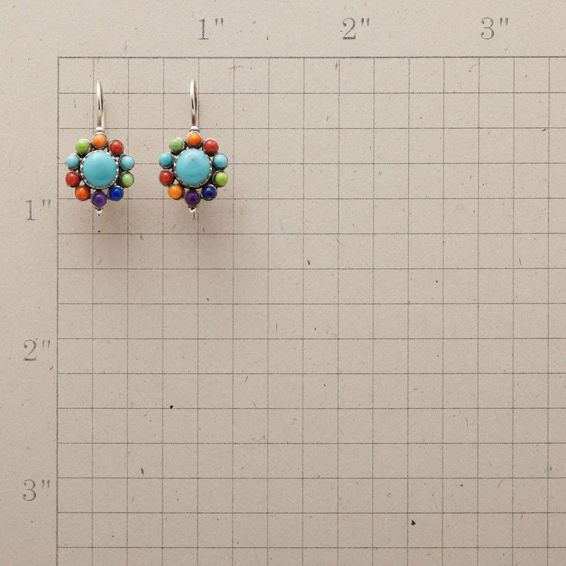 Multicoloured Round Turquoise Earrings - Naida-The Livary