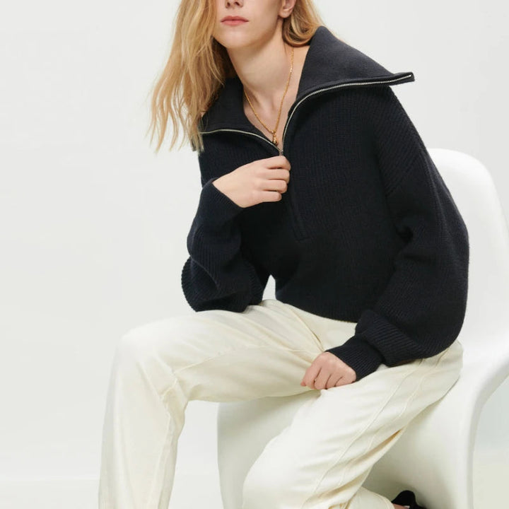 Ladies' V-Neck Sweater - Camille-Grey-S-The Livary