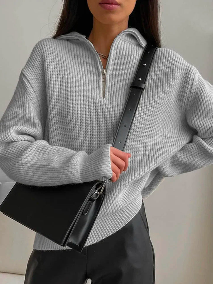 Ladies' V-Neck Sweater - Camille-Grey-S-The Livary