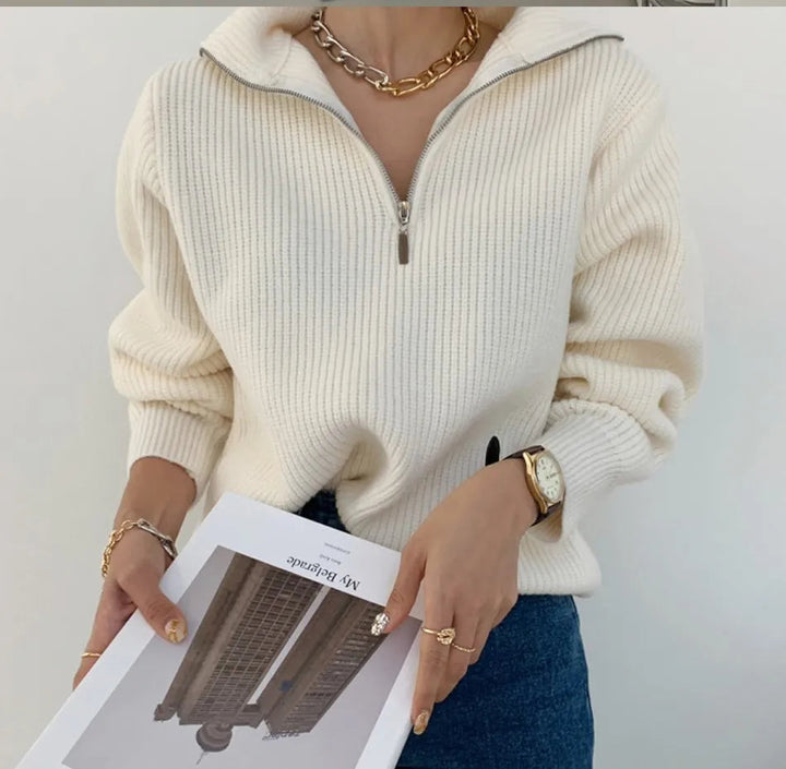 Ladies' V-Neck Sweater - Camille-Grey-S-The Livary