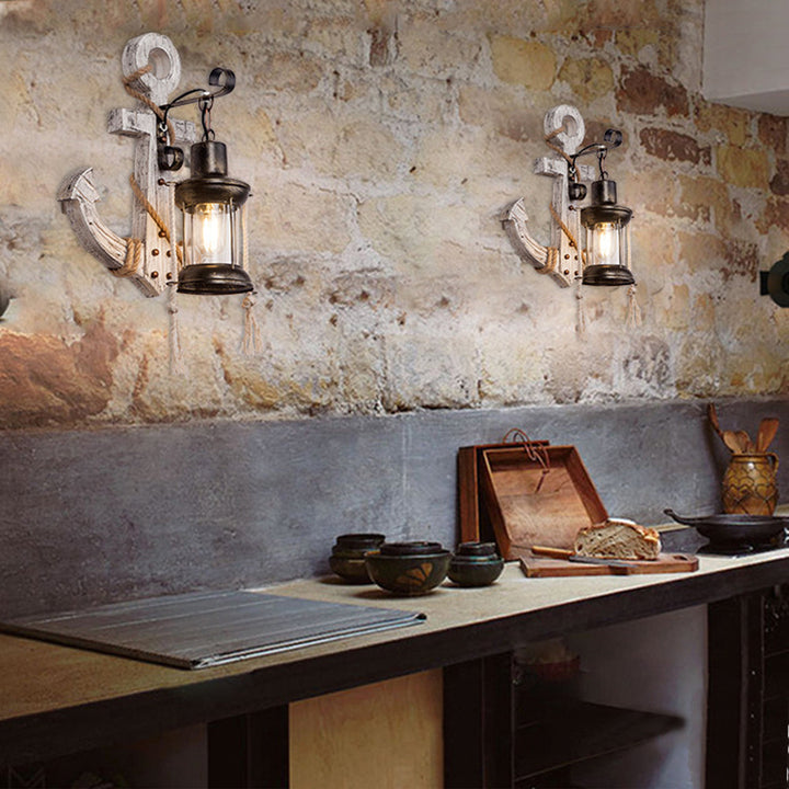 Wooden Anchor LED Wall Lamp – Nautica-A-The Livary