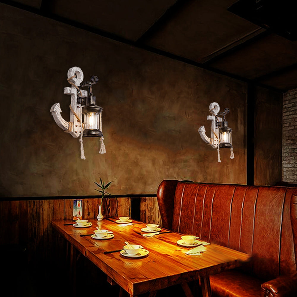 Wooden Anchor LED Wall Lamp – Nautica-A-The Livary