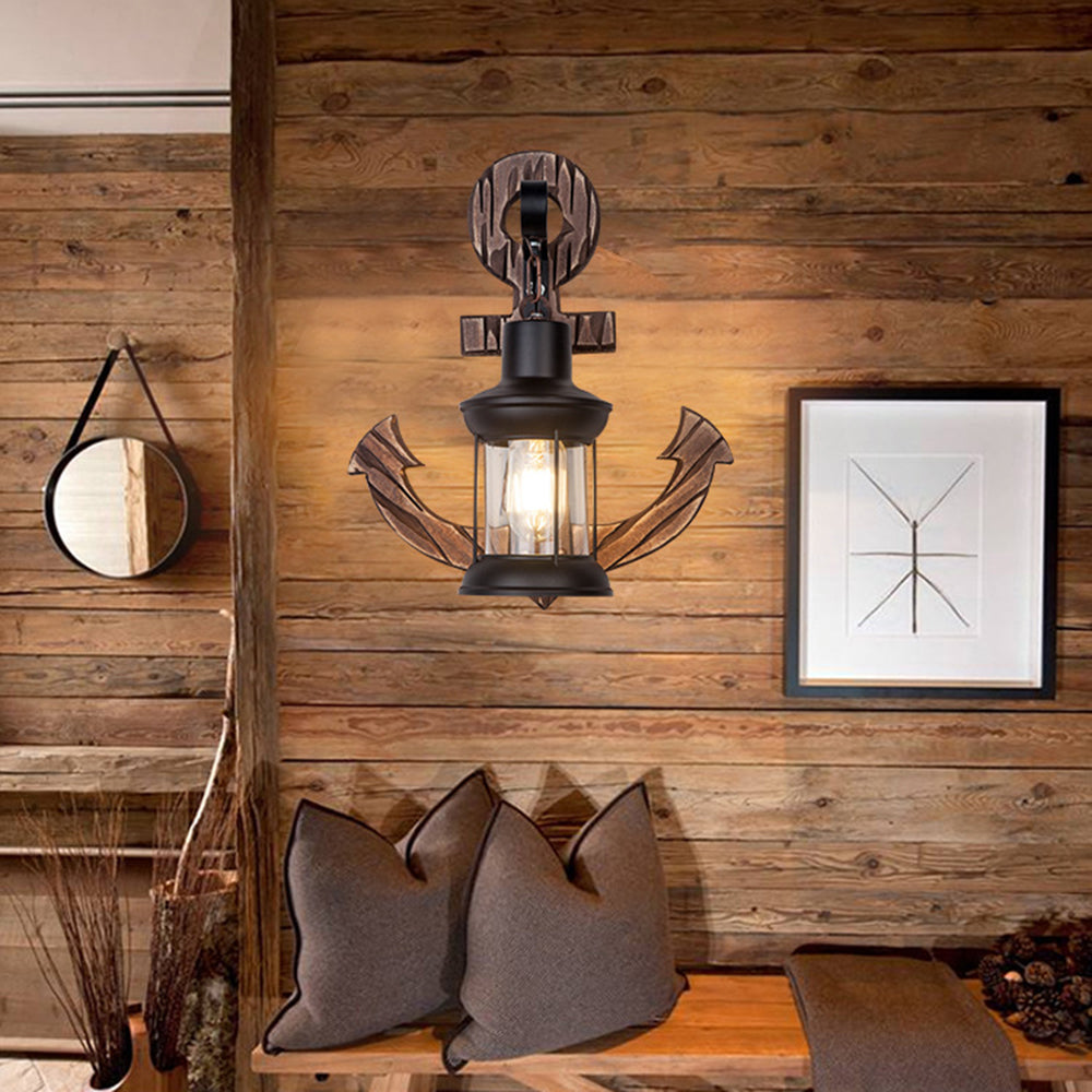 Wooden Anchor LED Wall Lamp – Nautica-A-The Livary