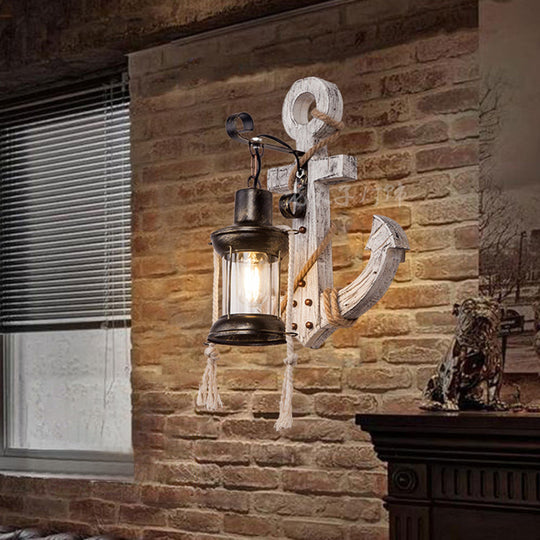 Wooden Anchor LED Wall Lamp – Nautica-A-The Livary