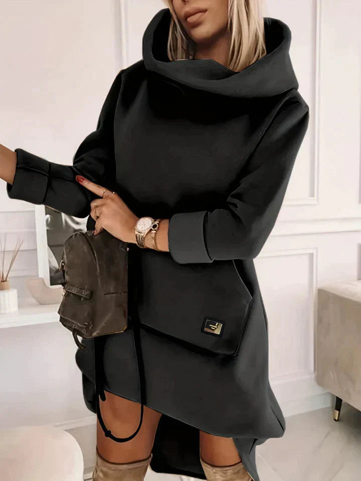 Comfortable Hoodie Dress - EllaCharm-Black-S-The Livary