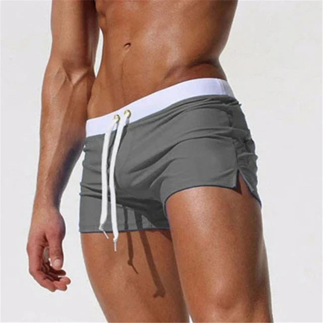 Quick-drying men's swim shorts with pockets – Leano-Gray-S-The Livary