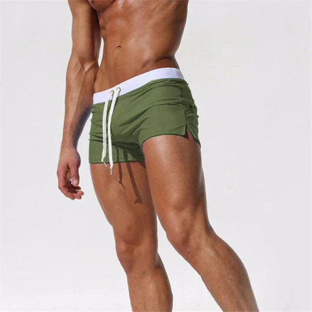 Quick-drying men's swim shorts with pockets – Leano-Olive green-S-The Livary