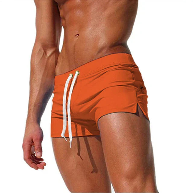 Quick-drying men's swim shorts with pockets – Leano-Orange-S-The Livary