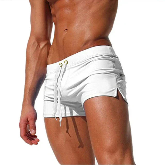 Quick-drying men's swim shorts with pockets – Leano-White-S-The Livary