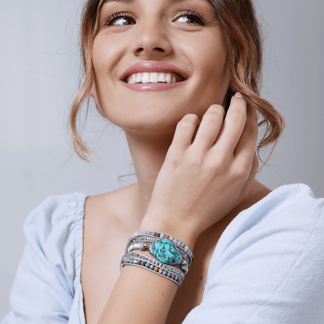 Turquoise Healing and Protection Wrap Bracelet - Selina-The Livary