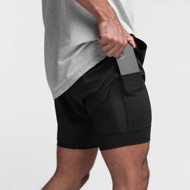Trendy sports shorts with breathable material and side pocket – Marky-Black (with white or black lining)-S-The Livary