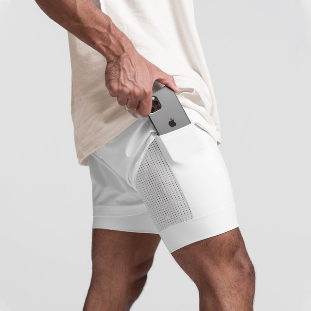Trendy sports shorts with breathable material and side pocket – Marky-White-S-The Livary