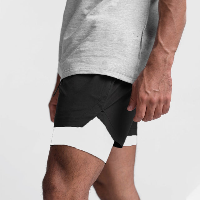 Trendy sports shorts with breathable material and side pocket – Marky-Black and white lining-S-The Livary