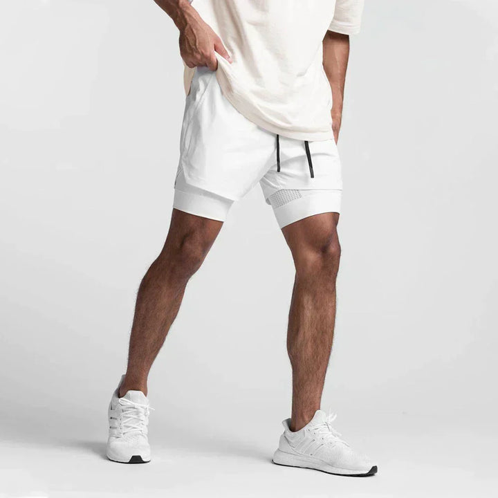 Trendy sports shorts with breathable material and side pocket – Marky-White-S-The Livary