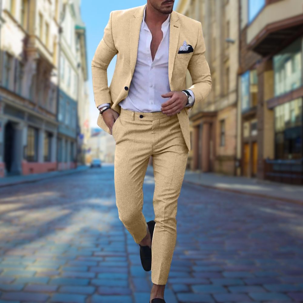 Stylish Slim Fit Men's Suit - Noah-Yellow-XS-The Livary