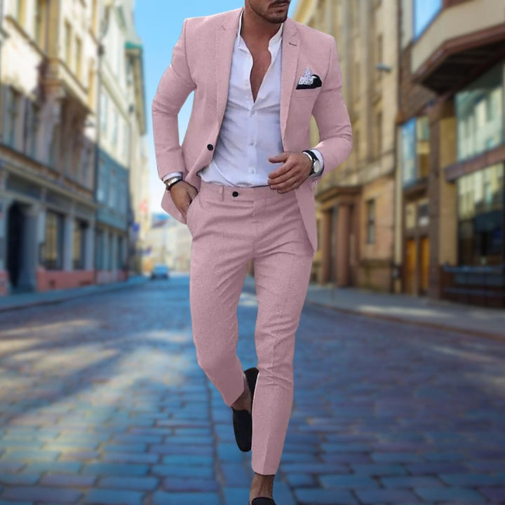 Stylish Slim Fit Men's Suit - Noah-Pink-XS-The Livary