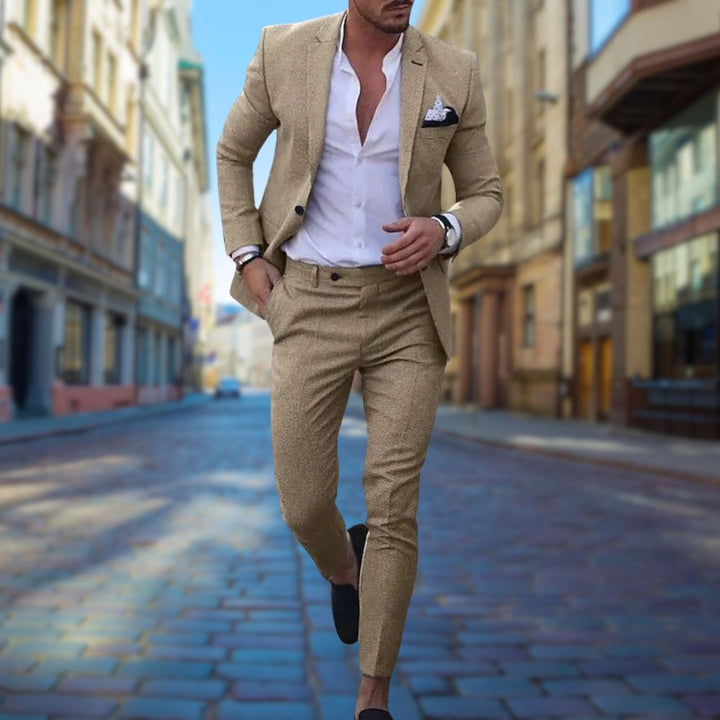 Stylish Slim Fit Men's Suit - Noah-Khaki-XS-The Livary