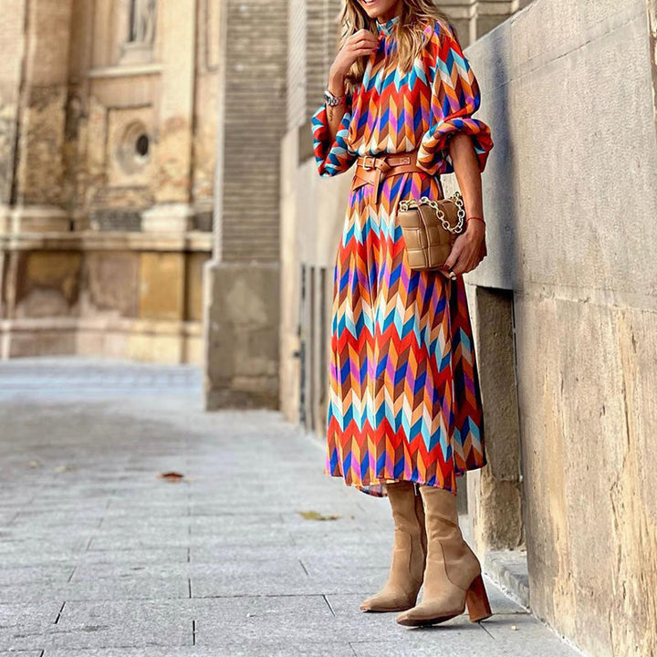 Colourful Print Midi Dress - Sophia-S-The Livary