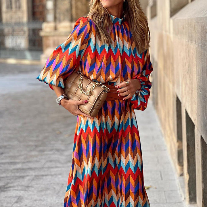 Colourful Print Midi Dress - Sophia-S-The Livary