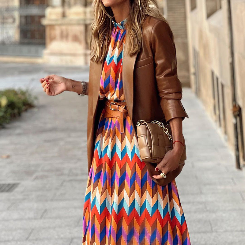 Colourful Print Midi Dress - Sophia-S-The Livary