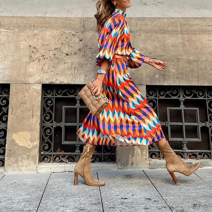 Colourful Print Midi Dress - Sophia-S-The Livary