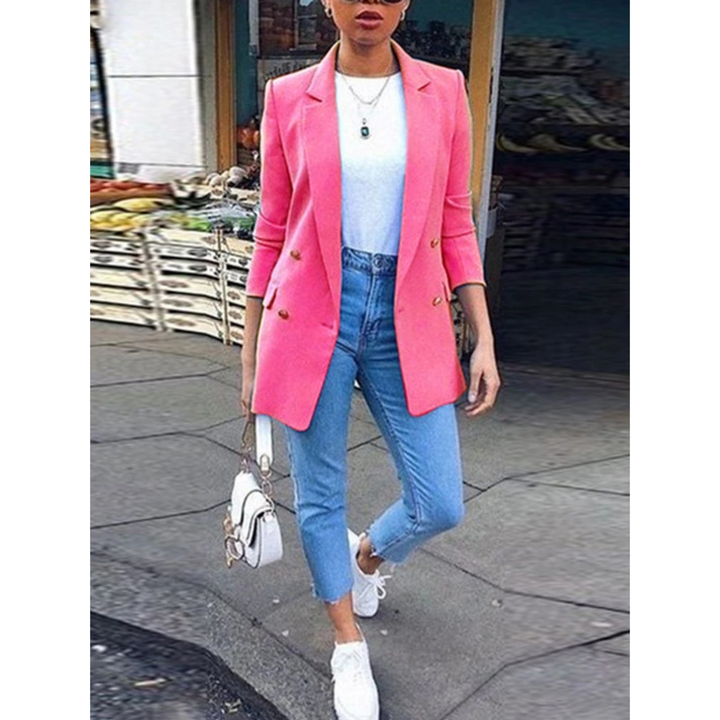 Stylish Mid-length Women's Blazer - Ava-Pink-S-The Livary