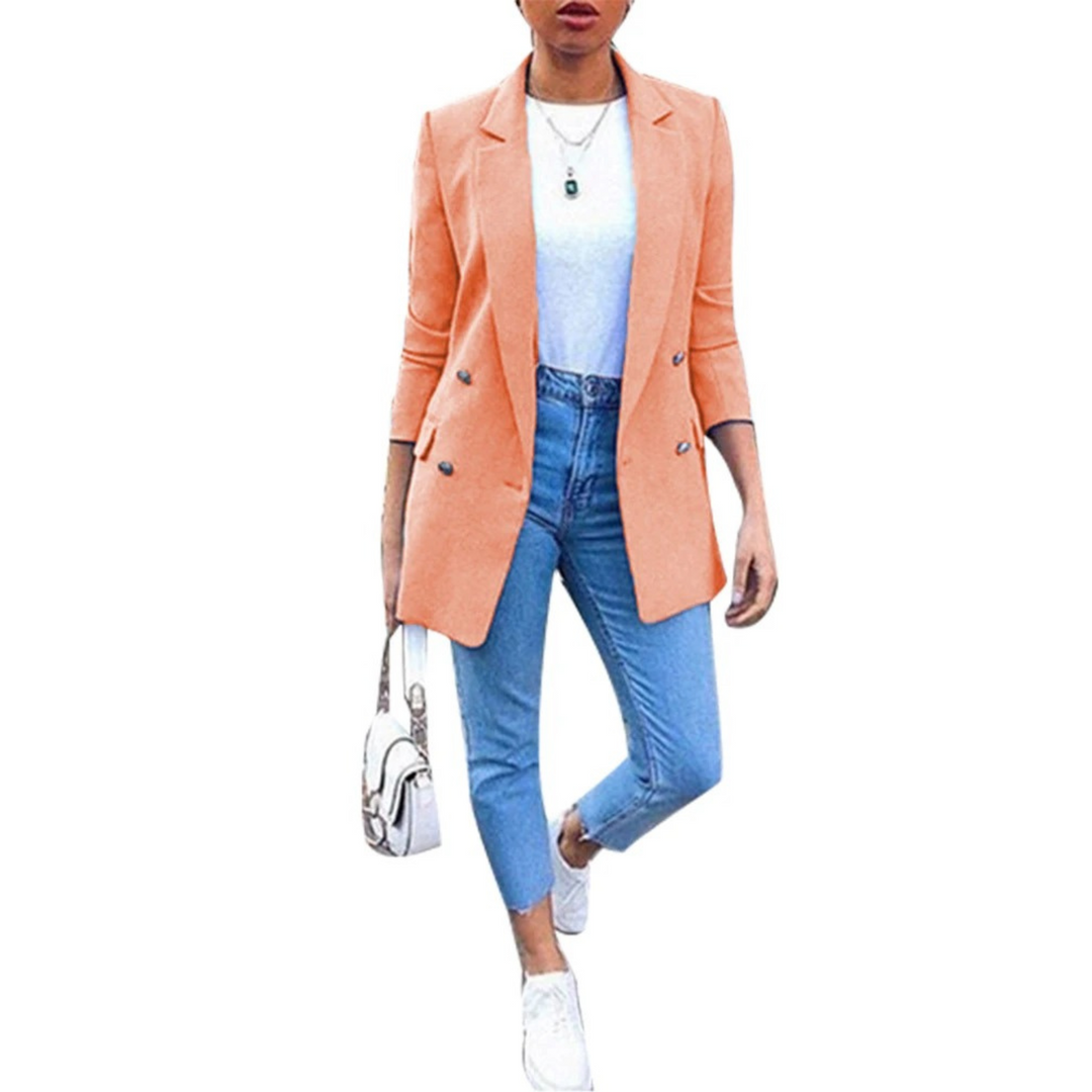 Stylish Mid-length Women's Blazer - Ava-Orange-S-The Livary