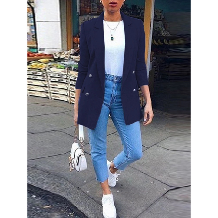 Stylish Mid-length Women's Blazer - Ava-Dark blue-S-The Livary