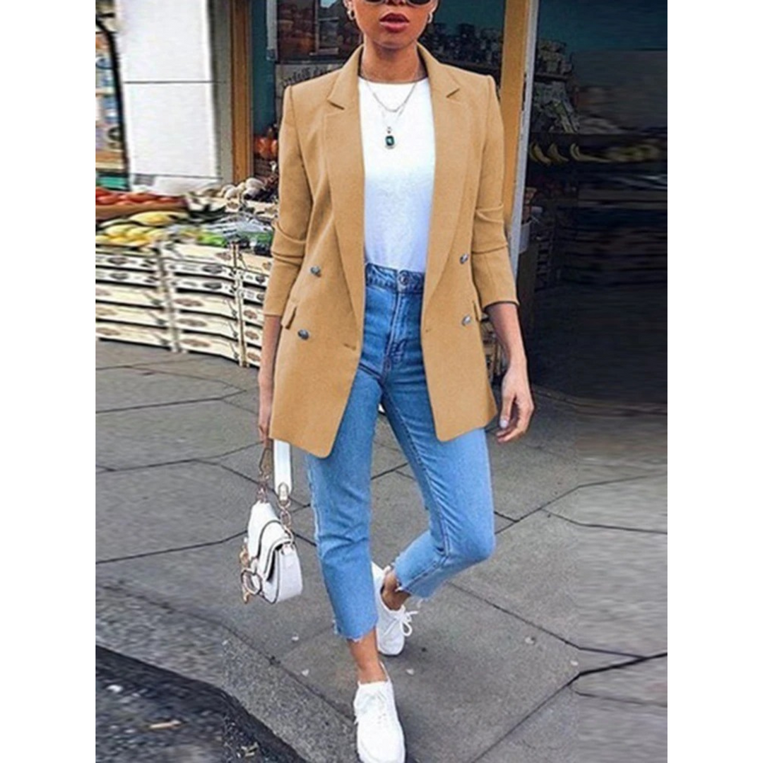 Stylish Mid-length Women's Blazer - Ava-Brown-S-The Livary
