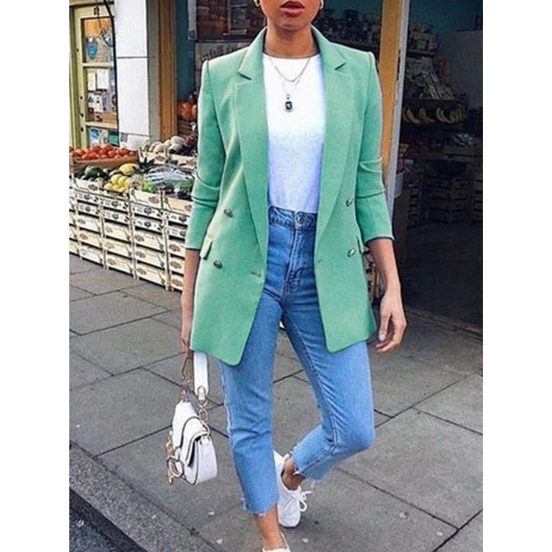 Stylish Mid-length Women's Blazer - Ava-Light green-S-The Livary