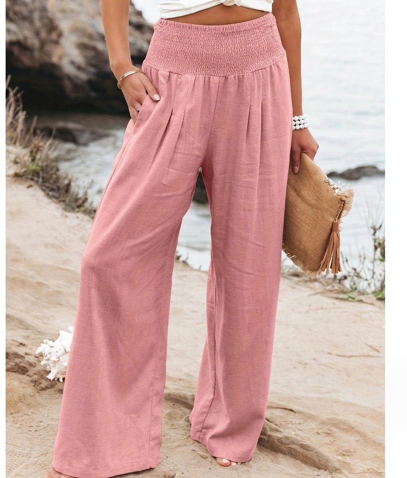 Elegant Palazzo Pants with Boho Flair – Yasmin-Pink-S-The Livary