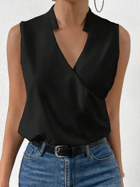 Stylish ladies' summer blouse with a flowing fit – Rania-Black-S-The Livary
