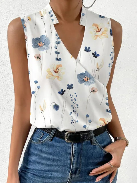 Stylish ladies' summer blouse with a flowing fit – Rania-Blue-S-The Livary