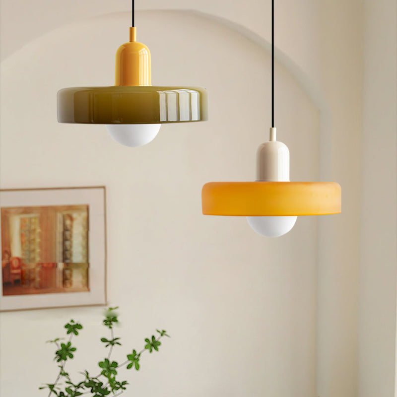 AA OUT OF STOCK Colourful Pendant Lamp in Bauhaus Style - StiloGlas-25 x 18 cm-Green-Yellow-The Livary