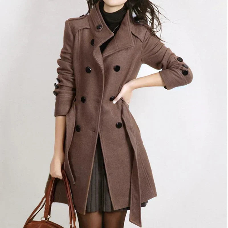 Stylish Women's Winter Coat with Belt - Sophie-Brown-M-The Livary