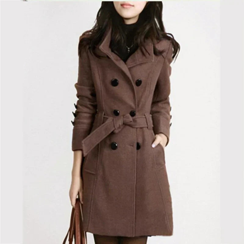 Stylish Women's Winter Coat with Belt - Sophie-Brown-M-The Livary