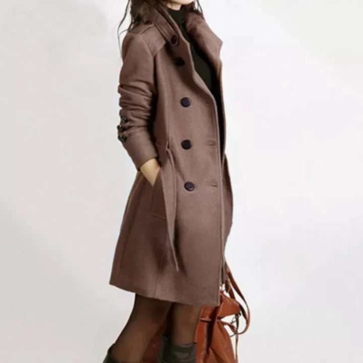 Stylish Women's Winter Coat with Belt - Sophie-Brown-M-The Livary