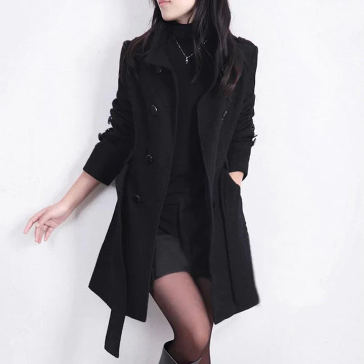 Stylish Women's Winter Coat with Belt - Sophie-Black-M-The Livary