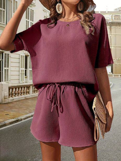 Two-Piece Summer Set for Ladies - Isla-Bordeaux red-S-The Livary