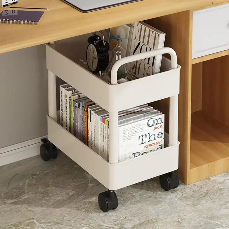 Mobile Bookshelf Trolley with Wheels - Rollit-White-The Livary