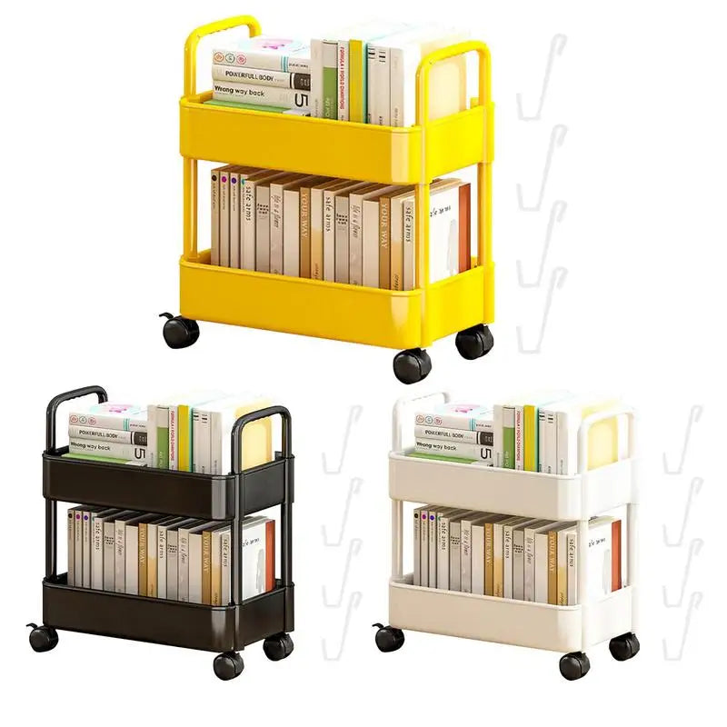 Mobile Bookshelf Trolley with Wheels - Rollit-Yellow-The Livary