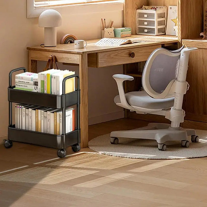 Mobile Bookshelf Trolley with Wheels - Rollit-Black-The Livary
