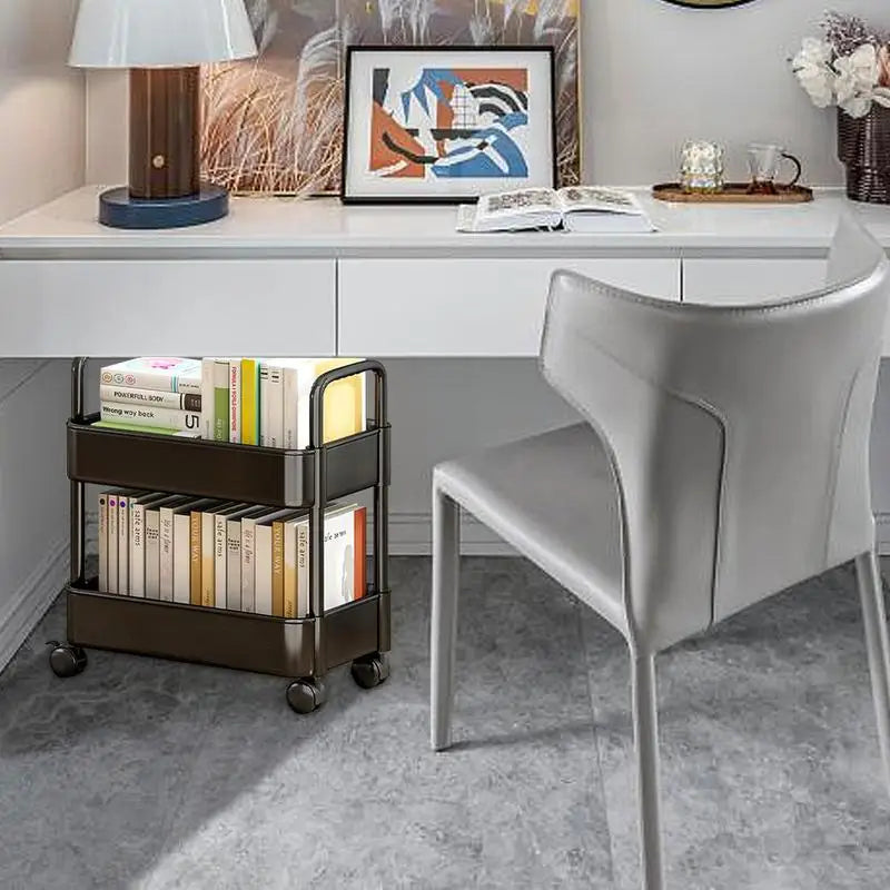Mobile Bookshelf Trolley with Wheels - Rollit-Black-The Livary