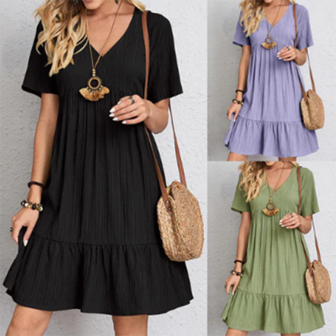 Stylish Casual Summer Dress - Lina-Black-S-The Livary