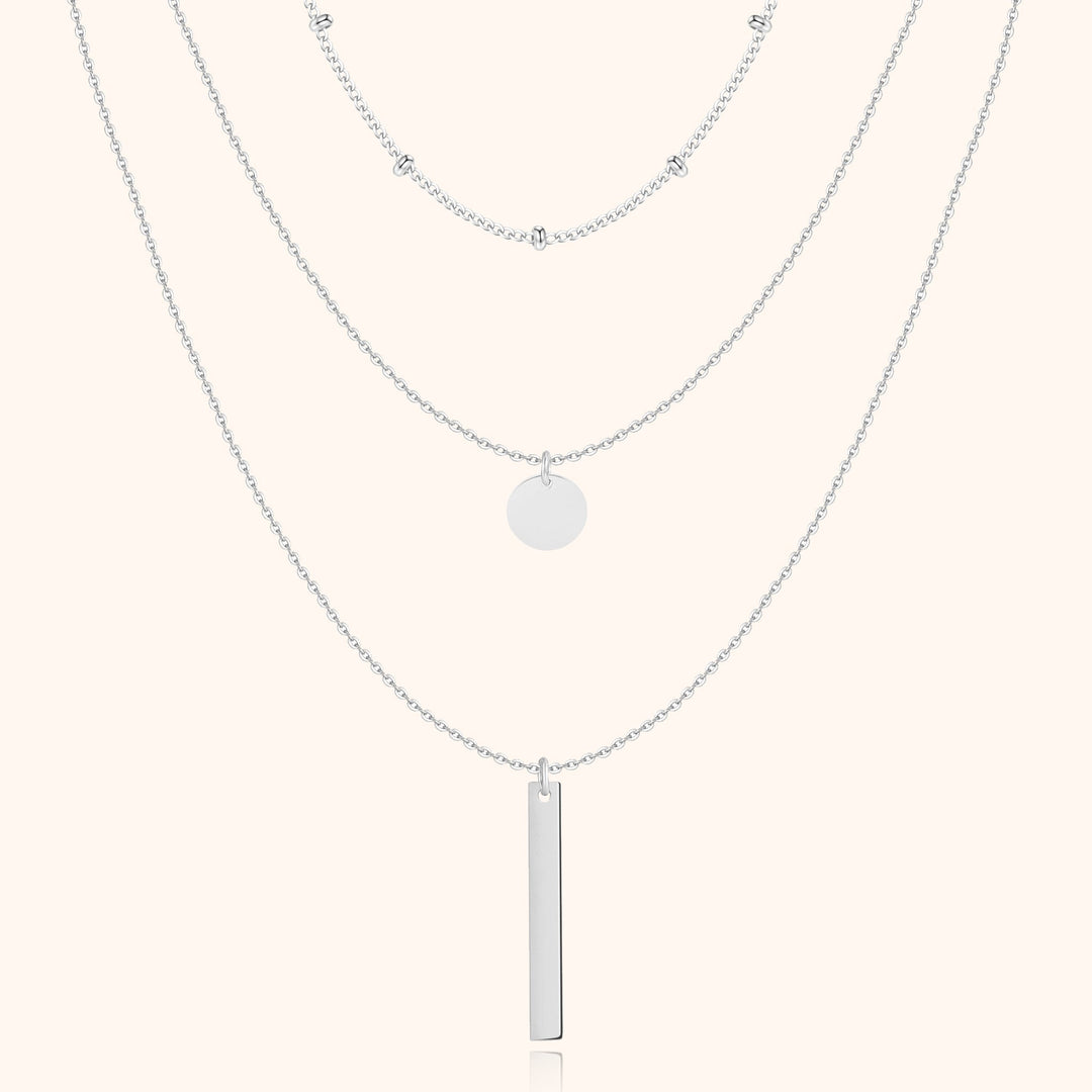 Layered Triple Necklace - Elise-Silver-The Livary